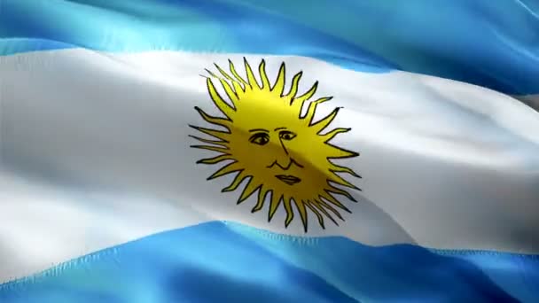 Argentina Mává Vlajkou Národní Argentinská Vlajka Mává Známka Argentinské Bezproblémové — Stock video