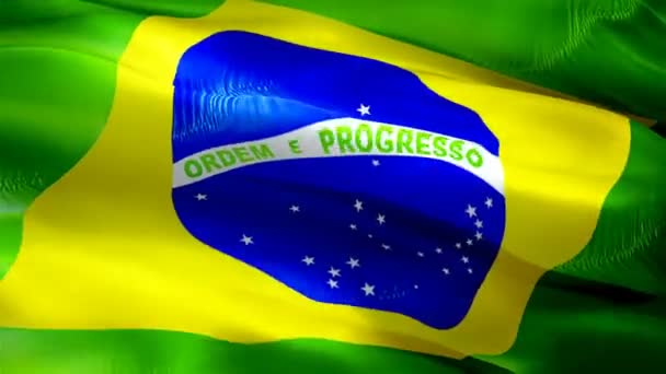 Vídeo Bandera Brasil Ondeando Con Viento Fondo Realista Bandera Brasileña — Vídeo de stock