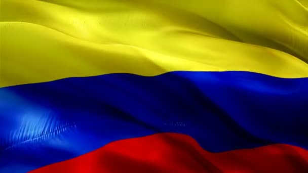 Colombian Flag Closeup 1080P Full 1920X1080 Footage Video Waving Wind — ストック動画