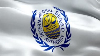 ISA logosu. National 3d International Seabed Authority logosu el sallıyor. ISA kusursuz animasyon işareti. Uluslararası Deniz Yatağı İdaresi bayrağı HD Arkaplan - New York, 4 Temmuz 2021