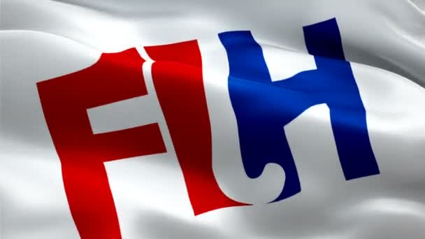 Fih标志 国家3D国际曲棍球联合会的标志挥动 Fih无缝动画的标志 国际曲棍球联合会旗帜Hd Background 2021年7月4日 — 图库视频影像