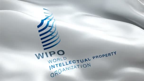 Logo Světové Organizace Duševního Vlastnictví Národní Wipo Logo Mává Znamení — Stock video