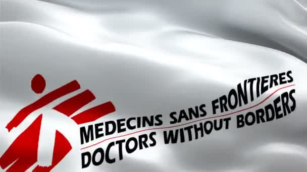 Logotipo Msf Médicos Nacionais Sem Fronteiras Logotipo Acenando Sinal Animação — Vídeo de Stock