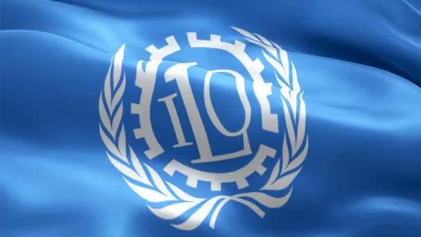 Kansainvälisen Työjärjestön Logo Kansallinen Ilo Logo Heiluttaa Kansainvälisen Työjärjestön Saumattoman — kuvapankkivideo
