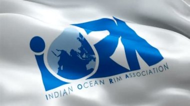 IORA logosu. Ulusal 3D Hint Okyanus Kıyısı Birliği logosu sallanıyor. IORA 'nın kusursuz bir animasyon işareti. Hint Okyanusu Kıyıları Birliği bayrağı HD Arka plan - New York, 4 Temmuz 2021