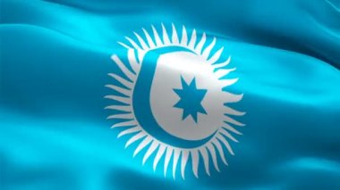 Türk ülkeleri logosu. Ulusal 3d Türk Konseyi logosu el sallıyor. Türk ülkelerinin kusursuz bir animasyon olduğunun işareti. Türk Konseyi bayrağı HD Arkaplan - New York, 4 Temmuz 2021
