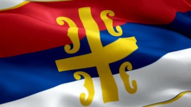 Sırbistan Hıristiyan Bayrak Animasyon arka plan videosu rüzgarda sallanıyor. İsa Mesih kavramı bayrak arka planı. Sırbistan Hıristiyan Lutheran Bayrağı Kapanışı 1080p Tam HD görüntü. Sırp Ortodoks Kilisesi bayrak örgütü