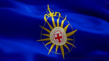 Christian Flag Animasyon arka plan videosu rüzgarda sallanıyor. İsa Mesih kavramı bayrak arka planı. Christian Lutheran Bayrak Kapanışı 1080p Tam HD görüntü. Anglikan Komünyon bayrağı dini örgütü