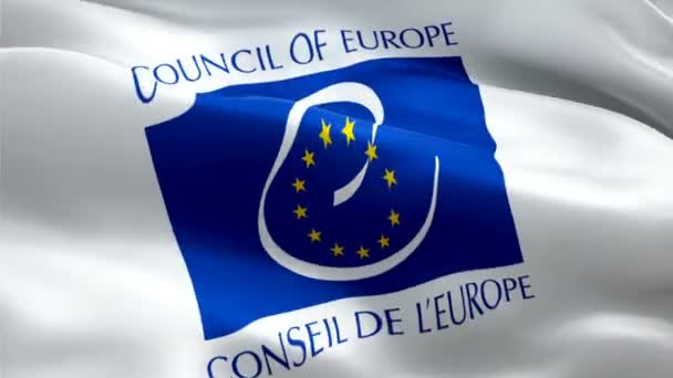 Coe European Logo 国家3D欧洲委员会标志挥动 欧委会欧洲无缝动画的标志 欧洲委员会旗帜Hd Background 2021年7月4日 — 图库视频影像