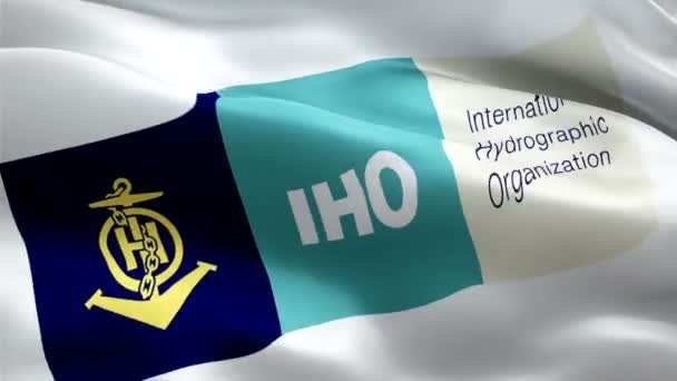 Logotipo Iho Logotipo Nacional Organização Hidrográfica Internacional Acenando Sinal Animação — Vídeo de Stock