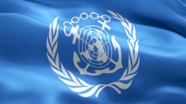 联合国海事组织旗帜 National International Maritime Organization Logo Waving 签署联合国海事组织无缝动画 国际海事组织旗帜Hd Background — 图库视频影像