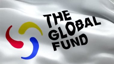 Global Fund logosu. Ulusal 3D AIDS, Tüberküloz ve Sıtma logosuyla Mücadele Küresel Fonu. Küresel Fon 'un kusursuz animasyonunun işareti. AIDS, Tüberküloz ve Sıtma bayraklarıyla Mücadele için Küresel Fon - New York, 4 Temmuz 2021