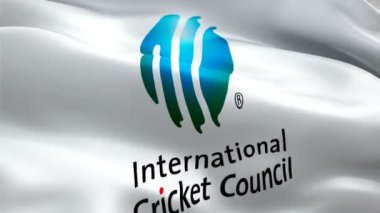 ICC logosu. Ulusal 3d Uluslararası Kriket Konseyi logosu sallanıyor. ICC kusursuz animasyon işareti. Uluslararası Kriket Konseyi bayrağı HD Arkaplan - New York, 4 Temmuz 2021
