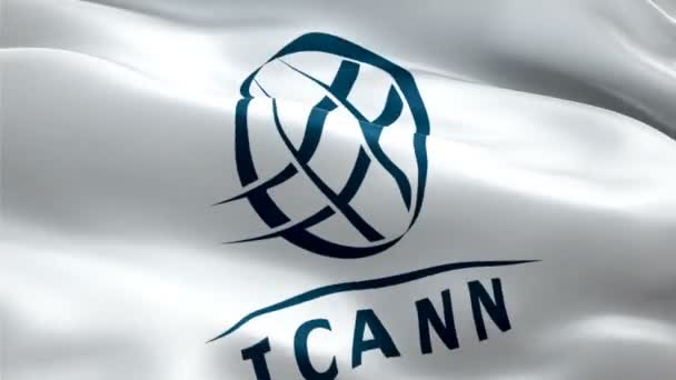 Icann Logo National Internet Corporation Assigned Names Numbers Logo Waving — Stock Video