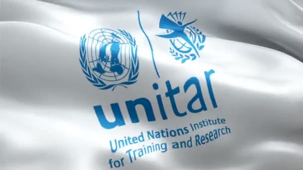 Logotipo Unitar National United Nations Institute Training Research Logo Acenando — Vídeo de Stock
