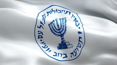 İsrail İstihbarat Teşkilatı logosu. Ulusal 3D Mossad logosu sallanıyor. İsrail İstihbarat Teşkilatı 'nın kusursuz animasyonu. MOSSAD bayrağı HD Arka plan - New York, 4 Temmuz 2021