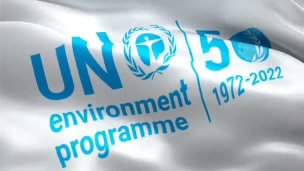 Logo Des Umweltprogramms Nationales Unep Logo Der Vereinten Nationen Weht — Stockvideo