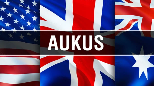 Aukus Κείμενο Για Την Αυστραλία Ηνωμένο Βασίλειο Και Σημαία Των Φωτογραφία Αρχείου