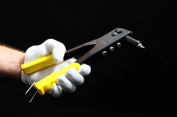 Rivets Pliers and a Hand — Stock Photo, Image