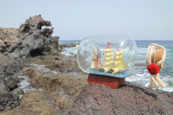 Zeilschip in de fles — Stockfoto