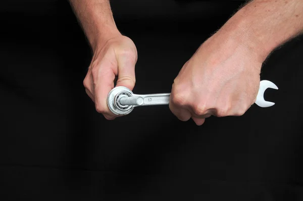 Hand och skiftnyckel — Stockfoto