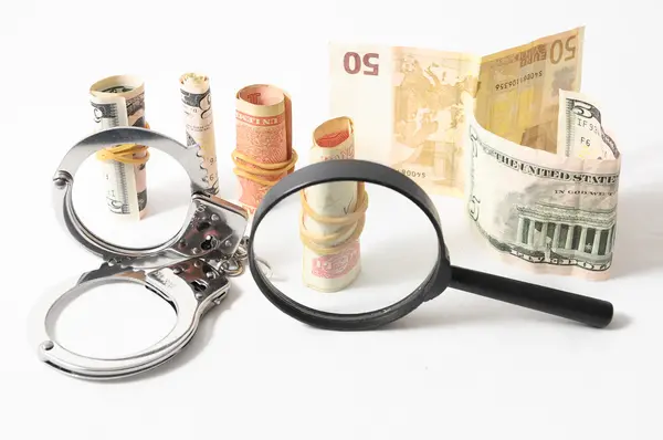 Tax Crime Concept Money and Handcuff — Stock Photo, Image