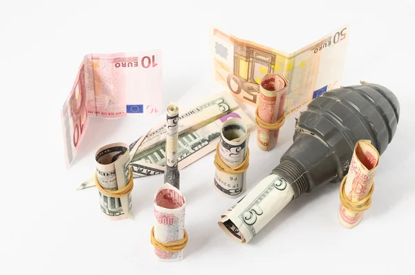 Money and Weapons Concept Weapons and Money — Stock Photo, Image