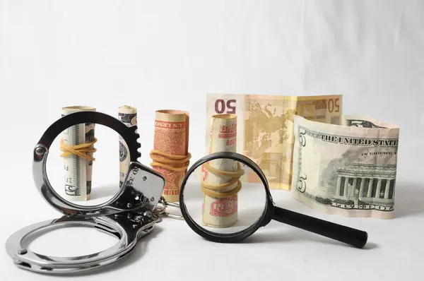 Tax Crime Concept Money and Handcuff — Stock Photo, Image