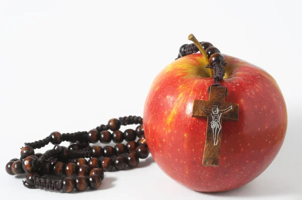 Bijbel eva's zonde rode appel — Stockfoto