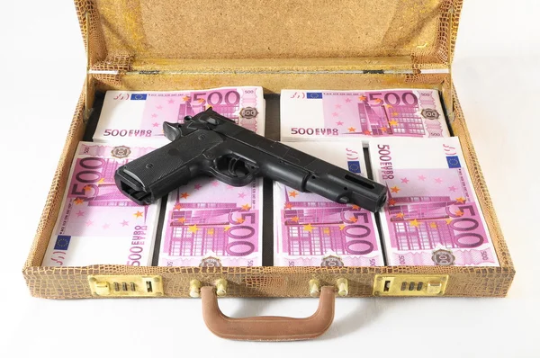 Valise pleine de billets de banque — Photo