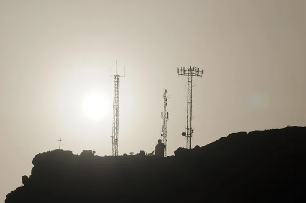 Einige silhouettierte Antennen — Stockfoto