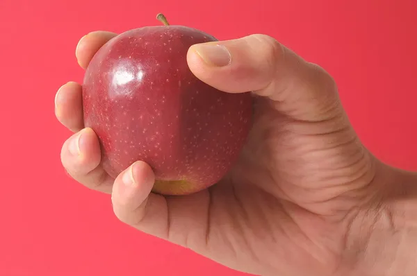 Äpple på handen — Stockfoto