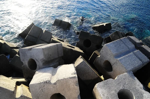 Cubes of Cement Breakwater — Stock Photo, Image