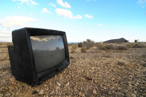 Gebroken zwarte televisie — Stockfoto