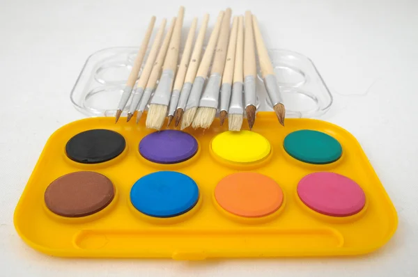 Gelbes Aquarell-Set — Stockfoto