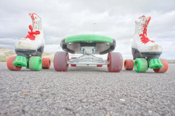 Papan Papan Panjang Gaya Vintage Black Skateboard — Stok Foto