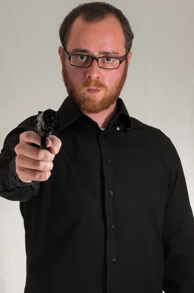 Man Holding a Pistol Gun — Stock Photo, Image