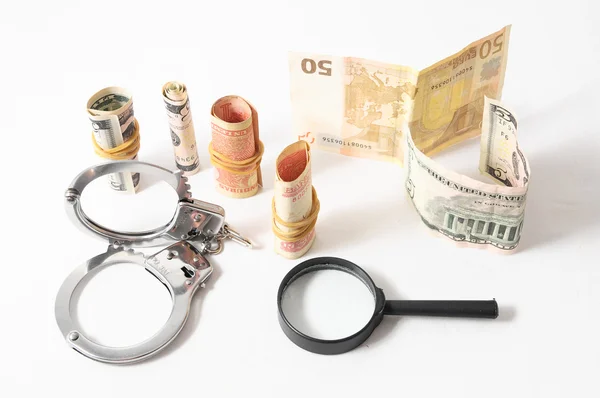 Tax Crime Concept Money and Handcuff — Stock Photo, Image