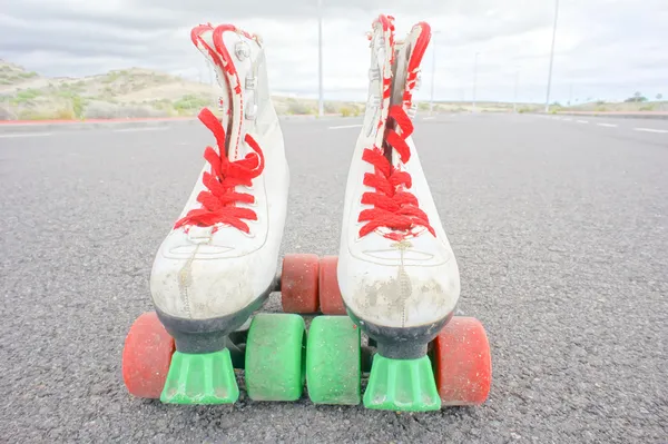 Gammal Vintage Vit Skate Boot — Stockfoto
