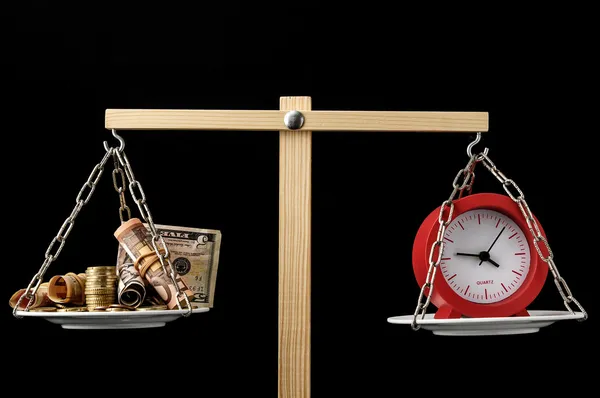 Clock and Currency Time is Money Concept — Stock Photo, Image