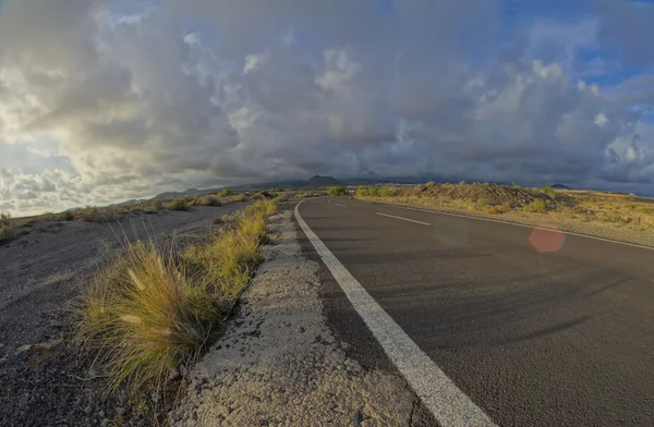 Lange lege woestijnweg — Stockfoto