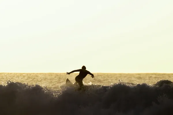 Підсвітка силует серфер — стокове фото