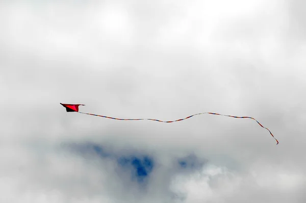 Ein Drachen fliegt über einen bewölkten Himmel — Stockfoto
