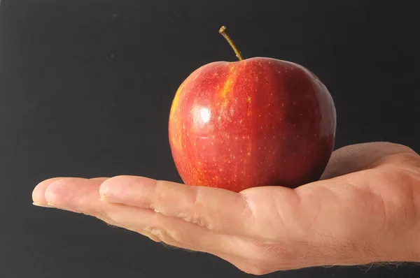 Äpple på handen — Stockfoto