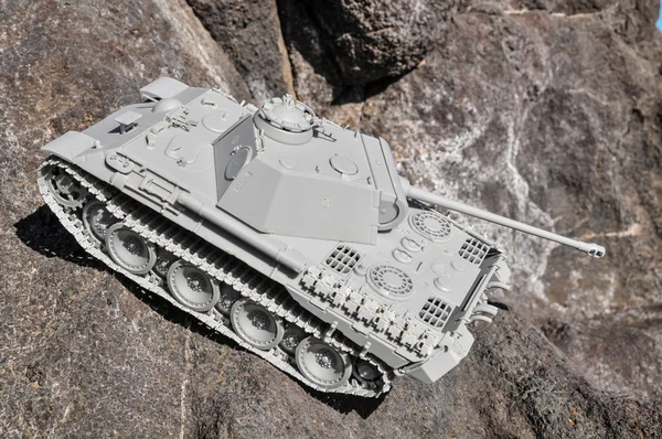 Staré starověké vinatge figurka šedá model tank — Stock fotografie