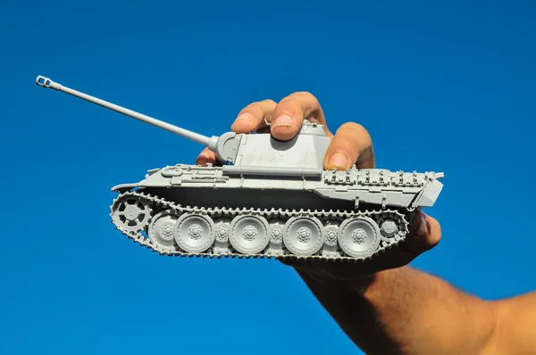 Old Ancient Vinatge Figurine Model Gray Tank — Stock Photo, Image