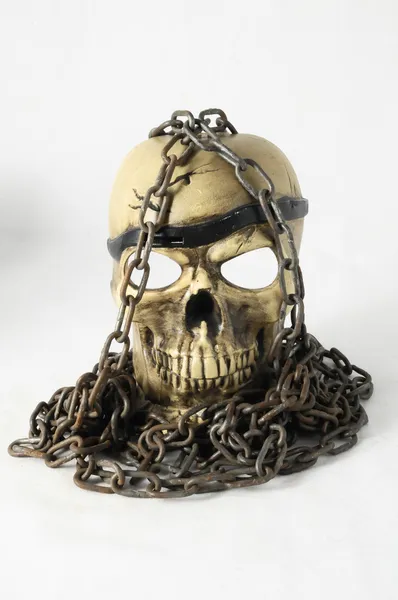 Cráneo y cadenas viejas — Foto de Stock