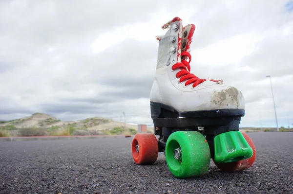 Gammal Vintage Vit Skate Boot — Stockfoto