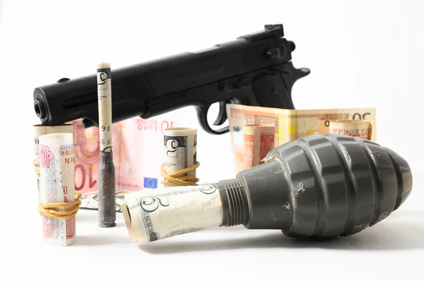 Money and Weapons Concept — Stock Photo, Image