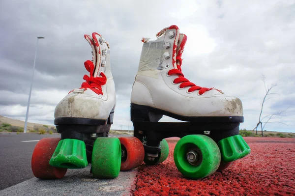 Gammal Vintage Vit Skate Boot — Stockfoto